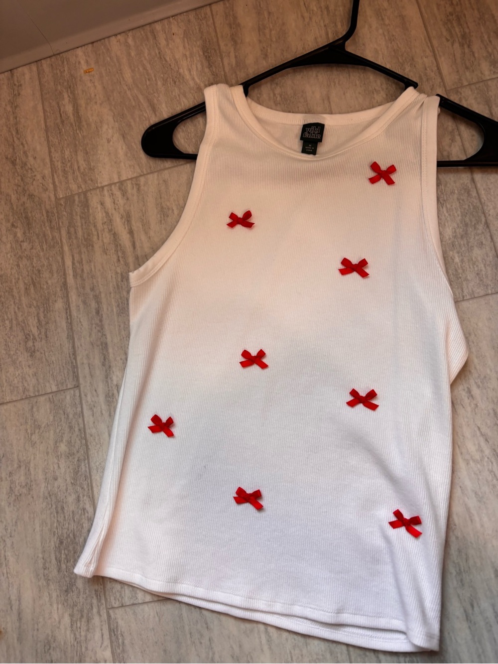 wild fable White Tank Top with Red Bow Accents